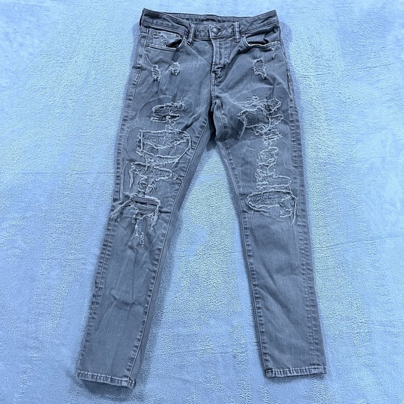 American Eagle Athletic Skinny Airflex Jeans Men's 30x30*Distressed Gray Denim